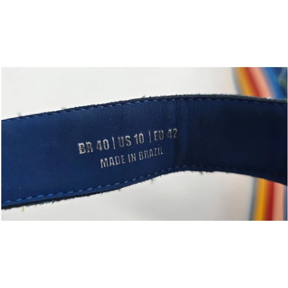 Farm Rio Blue Macaw Platform Rope Sandals Tropical Rainbow Striped 10 NEW